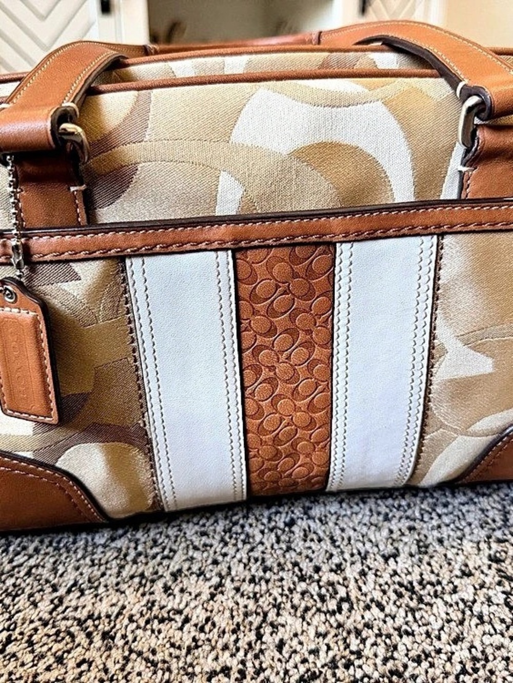 Coach Signature Canvas Satchel in Brown & Cream